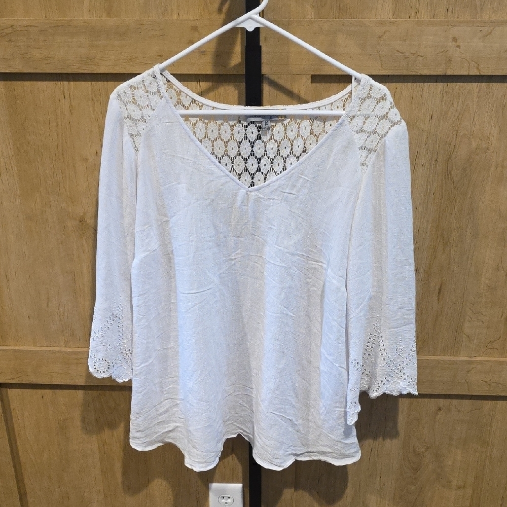 (J42) Chic White Lace Women's Blouse Sz 1x